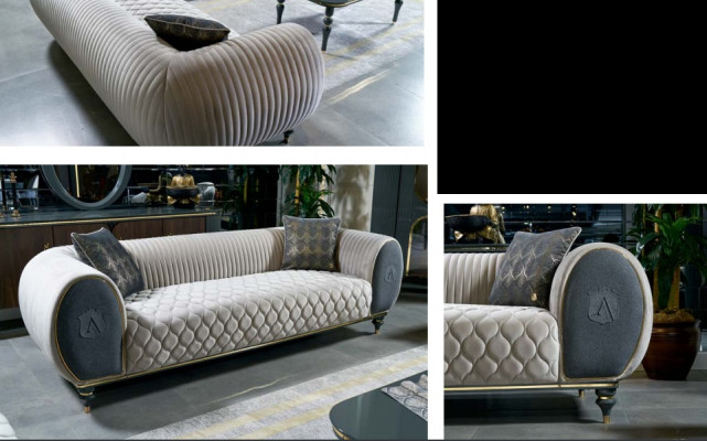 Driepersoonsbank 3-zits stof luxe bank bank grote bekleding 230 cm ontwerper