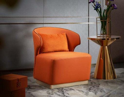 Fauteuil Oranje Luxe Leder Woonkamer Nieuw Creatief Design Modern