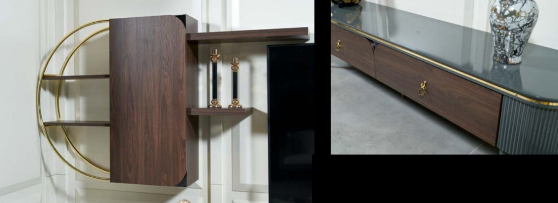 Houten design tv meubels planken kasten wandplanken wandkasten bijzettafel laag dressoir