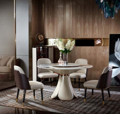 Stoel set 4x stoelen Melk leder Luxe eetkamer Nieuw Creatief ontwerp