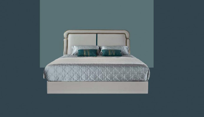 Bed Slaapkamer Beige Tweepersoonsbed Lederen bed Modern Design Meubels Hout