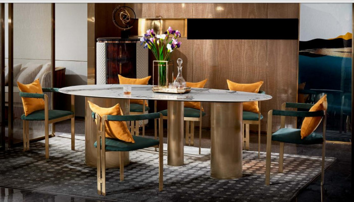 Eettafel groep eetset tafel 4x stoelen met leuningen meubels eettafels.