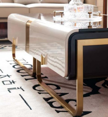 Salontafel Bank Bijzettafel Luxe Hout Woonkamer Roestvrij Staal Modern