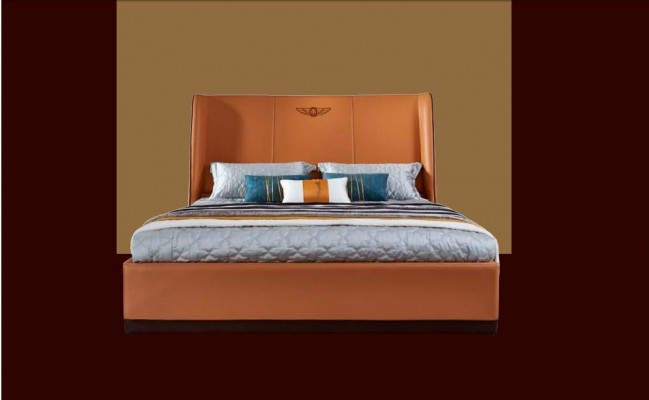 Bed 2 x nightstand bedroom Orange Creative Modern Furniture Wood Luxury Beds