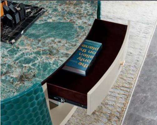 Salontafel Onderkast Hout Leder Turkoois Modern Nieuw 2-delig Designmeubilair