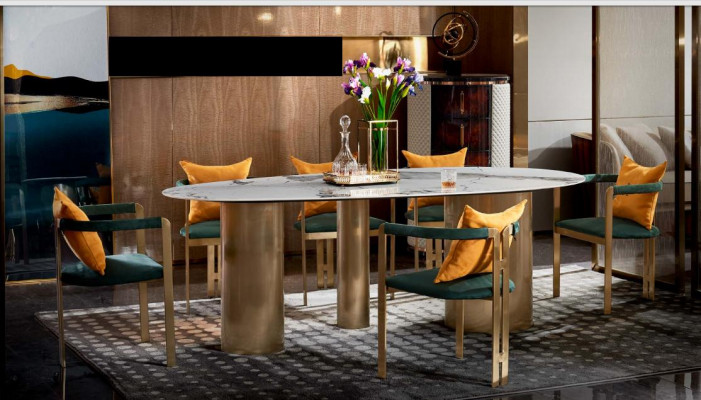 Eettafel marmer roestvrij staal Nieuw Creatief Modern Design Meubilair Luxe