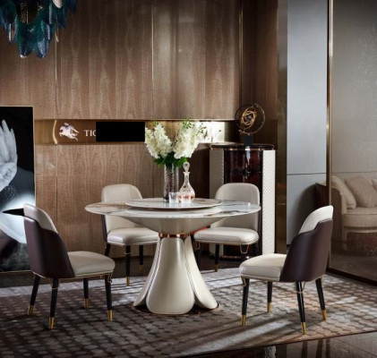 Eettafel Lederen Steen Tafels Hout Luxe Moderne Design Meubels Tafel