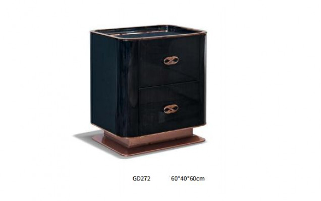 Bed 2x bedside table leather wood bedroom leather bed modern design furniture