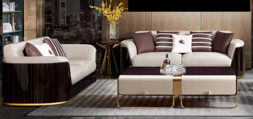 Salontafel Bank Bijzettafel Luxe Hout Woonkamer Roestvrij Staal Modern