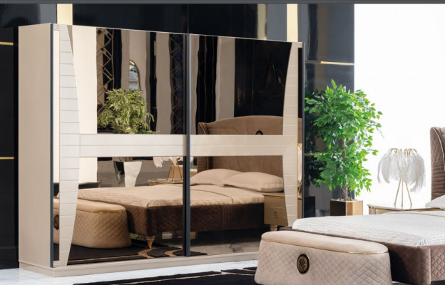 Luxe set slaapkamer bed nachtkastje commode kruk set ensemble nieuw 5-delig.