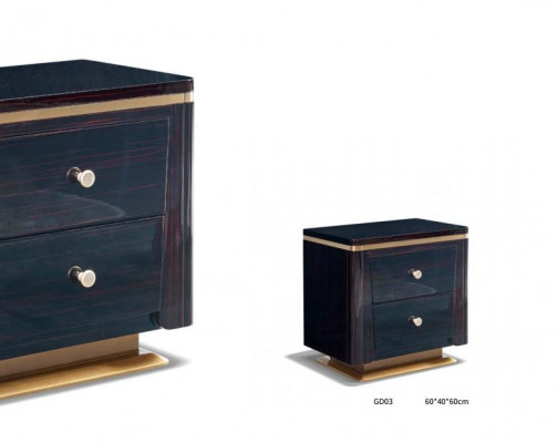 Lederen bed slaapkamer meubel ontwerp groep 3-delige set 2x nachtkastjes.