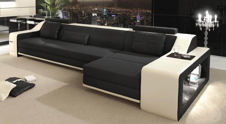 Designer bank hoekbank met poef woonlandschap bekleding set