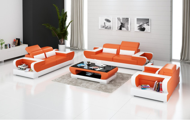 Luxe bankstel woonkamer set lederen bekleding banken sofa
