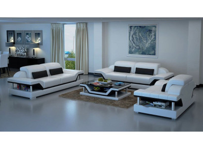 Lederen gestoffeerde bankstellen Bank Luxe bankstel 3 + 2 + salontafel set Nieuw