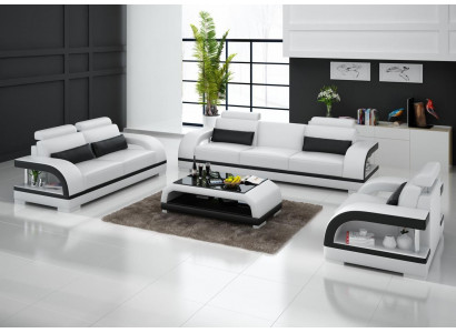 Luxe bankstel leren gestoffeerde banken bank woonkamer 3+2 set
