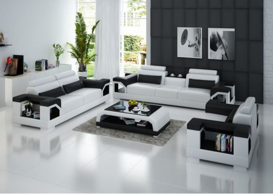 Leder gestoffeerde bankstellen luxe bankstel woonkamer 3+2 set