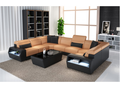 Hoekbank Leren Bank Bank Bekleding Hoek Zit Woonlandschap Set-U-Vorm