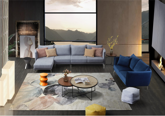 Moderne bank hoekbank L-vorm gestoffeerde zithoek bankstel textiel