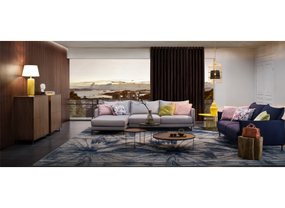 Moderne bank hoekbank L-vorm gestoffeerde zithoek bankstel textiel