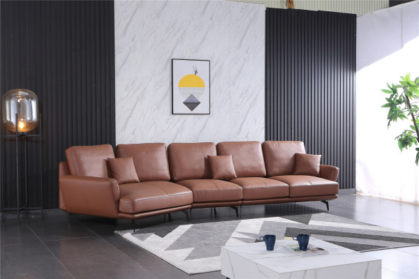 Leren bank woonlandschap hoekbank L-vormige hoek set stel modern sofa.