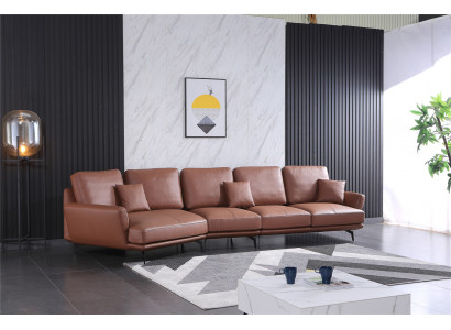 Leren bank woonlandschap hoekbank L-vormige hoek set stel modern sofa.