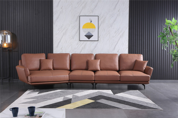 Leren bank woonlandschap hoekbank L-vormige hoek set stel modern sofa.