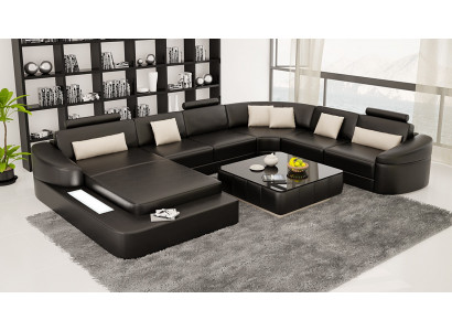 Lederen moderne bank woonlandschap ledersofa bankstel meubels sofa U-vorm nieuw