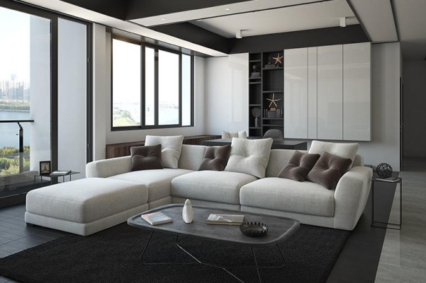 Ontwerp hoekbank L-vorm bank bekleding textiel bankstellen luxe woonkamer