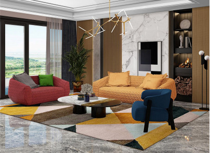 Bankstel Bankstel 3+2+1 Zitter Set Design Beklede Banken Bank Modern