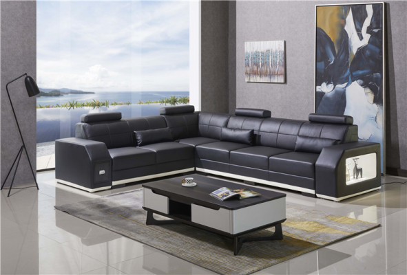 Hoekbank leren bank Grote L-vormige woonkamer bankstel bankstel