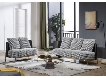 Sofaset 3-zits Set Design Bank Gestoffeerde Bank Moderne Luxe Nieuw