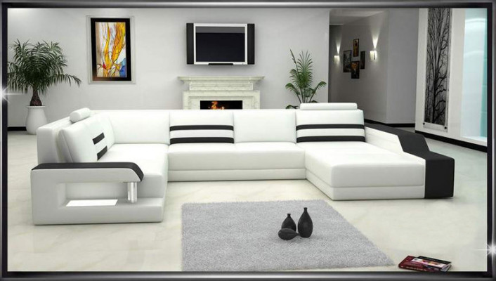 Hoekbank Bank Bank Bekleed Hoekbank Woonlandschap Lederen Design Hoek U-vorm