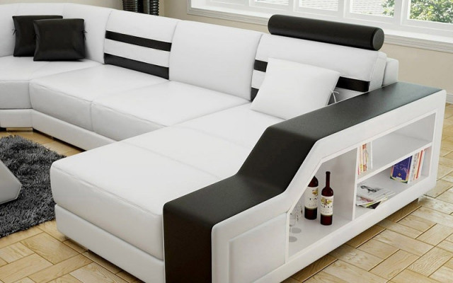 Hoekbank Bank Bank Bekleed Hoekbank Woonlandschap Lederen Design Hoek U-vorm