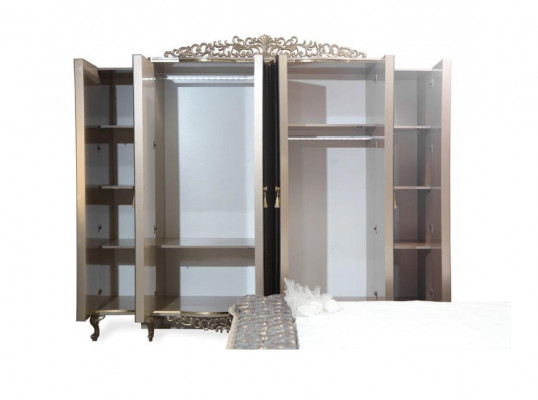 Luxe slaapkamerset met dubbel bed, klassiek beige set van 5 stuks. Nieuw.