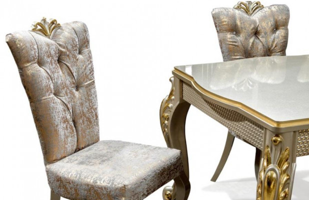 Eethoek Luxe eetset Eetkamer Eettafel Stoelen Beige Set Hout 5-delig