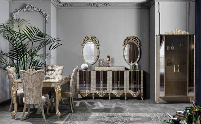 Eethoek Luxe eetset Eetkamer Eettafel Stoelen Beige Set Hout 5-delig
