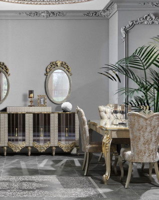 Eethoek Luxe eetset Eetkamer Eettafel Stoelen Beige Set Hout 5-delig