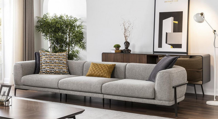 Sofaset banken kunstleer bank 321-zits modern geel fauteuil set