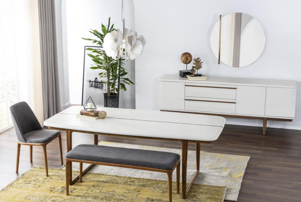 Eetgroep Eethoek Eetkamer Eettafel Stoelen Tafel Set 8-delig Hout Wit