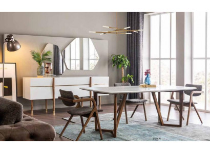 Eetkamerset Eettafel Stoelen Tafel Set 7-delig Hout Wit Modern