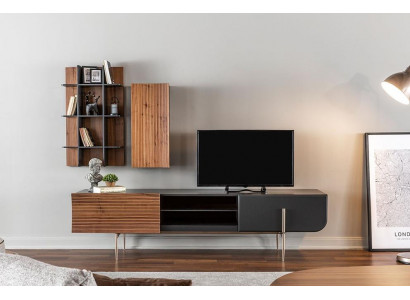 rtv Lowboard tv Standaard Planken Dressoir Hout Modern Bruin Woonkamer
