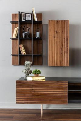 rtv Lowboard tv Standaard Planken Dressoir Hout Modern Bruin Woonkamer