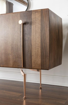 Sideboard ladekast dressoir spiegel hout bruin dressoir kasten set van 2st.
