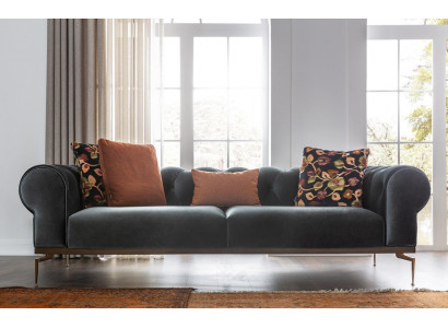 Moderne Chesterfield driezitsbank 3-zits stoffen bank Blauw Stoffen Bank