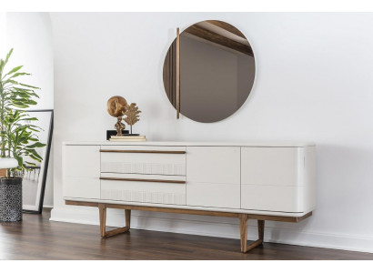 Sideboard Dressoir Dressoir Spiegel Hout Eetkamer Kasten Set Wit