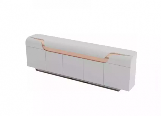 Een luxueuze set voor een hoogwaardig kantoor in futuristische stijl.