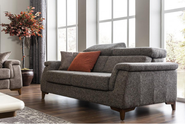 Sofagroep 3-zits stoffen bank bank stof fauteuil grijs slaapfunctie