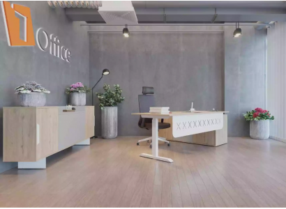 Hoekbureau dressoir thuiskantoor modern hout kantoorinrichting