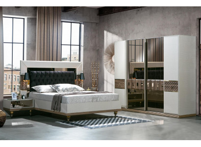 Slaapkamer Set Bed 2x Nachtkastjes Textiel Kledingkast Modern 4-delig.