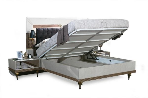 Slaapkamer Set Bed 2x Nachtkastjes Textiel Kledingkast Modern 4-delig.